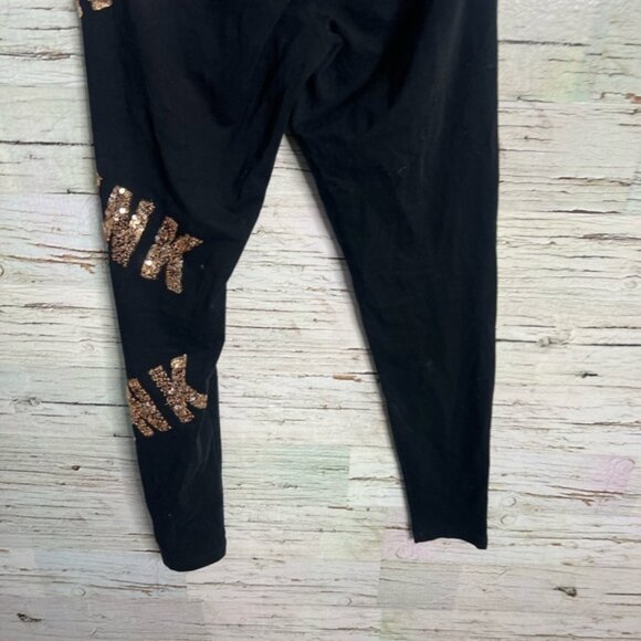 Victoria's Secret PINK Black Leggings with Gold Sequins - Picture 7 of 9